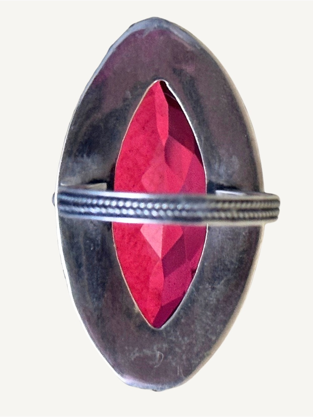 Red Spinel Sterling Silver Size 8 Marquise Navette 29.5mm Cocktail Ring - Picture 3 of 12